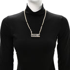 Crystal Pearl Star Logo Necklace Gold