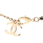 Lambskin Pearl Crystal CC Short Necklace Gold White Black