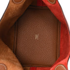 Taurillon Clemence Casaque Picotin Lock 18 PM Gold Rouge De Coeur