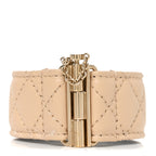 Lambskin Quilted Pearl CC Cuff Bracelet S Beige