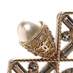 Pearl Crystal CC Long Necklace Gold