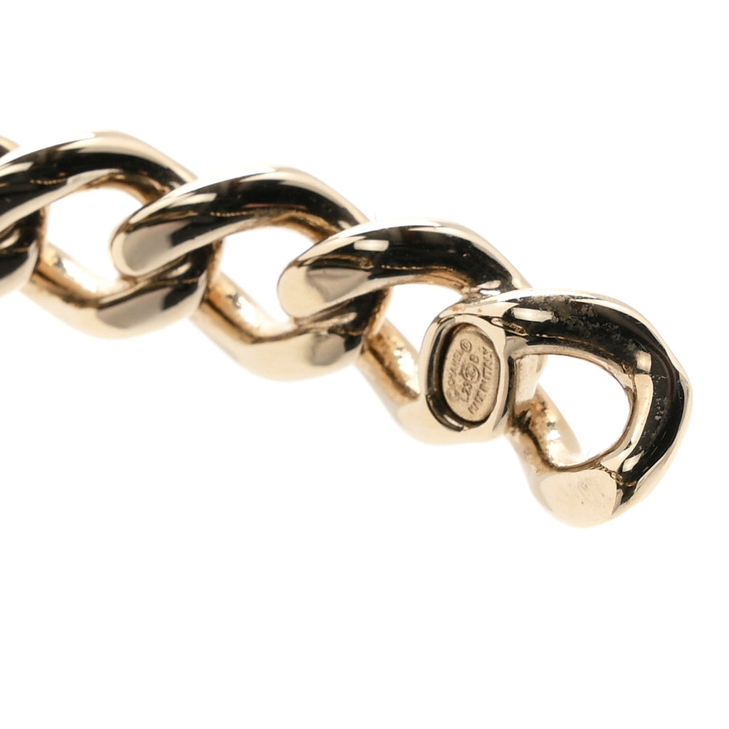 Crystal Pearl Logo Cuff Bracelet Gold