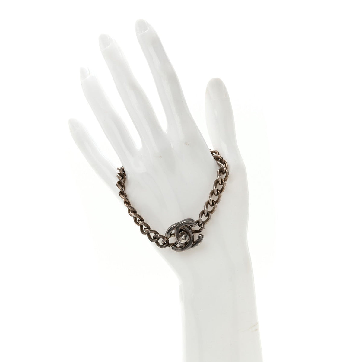 Metal CC Turnlock Bracelet Silver