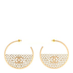 Metal Strass Crystal CC Hoop Earrings Light Gold