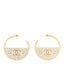Metal Strass Crystal CC Hoop Earrings Light Gold