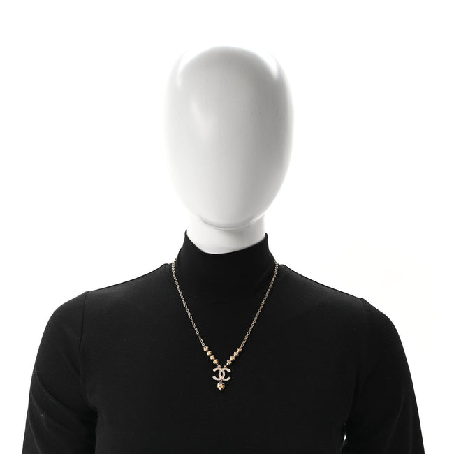 Crystal CC Heart Link Pendant Necklace Gold Main Image