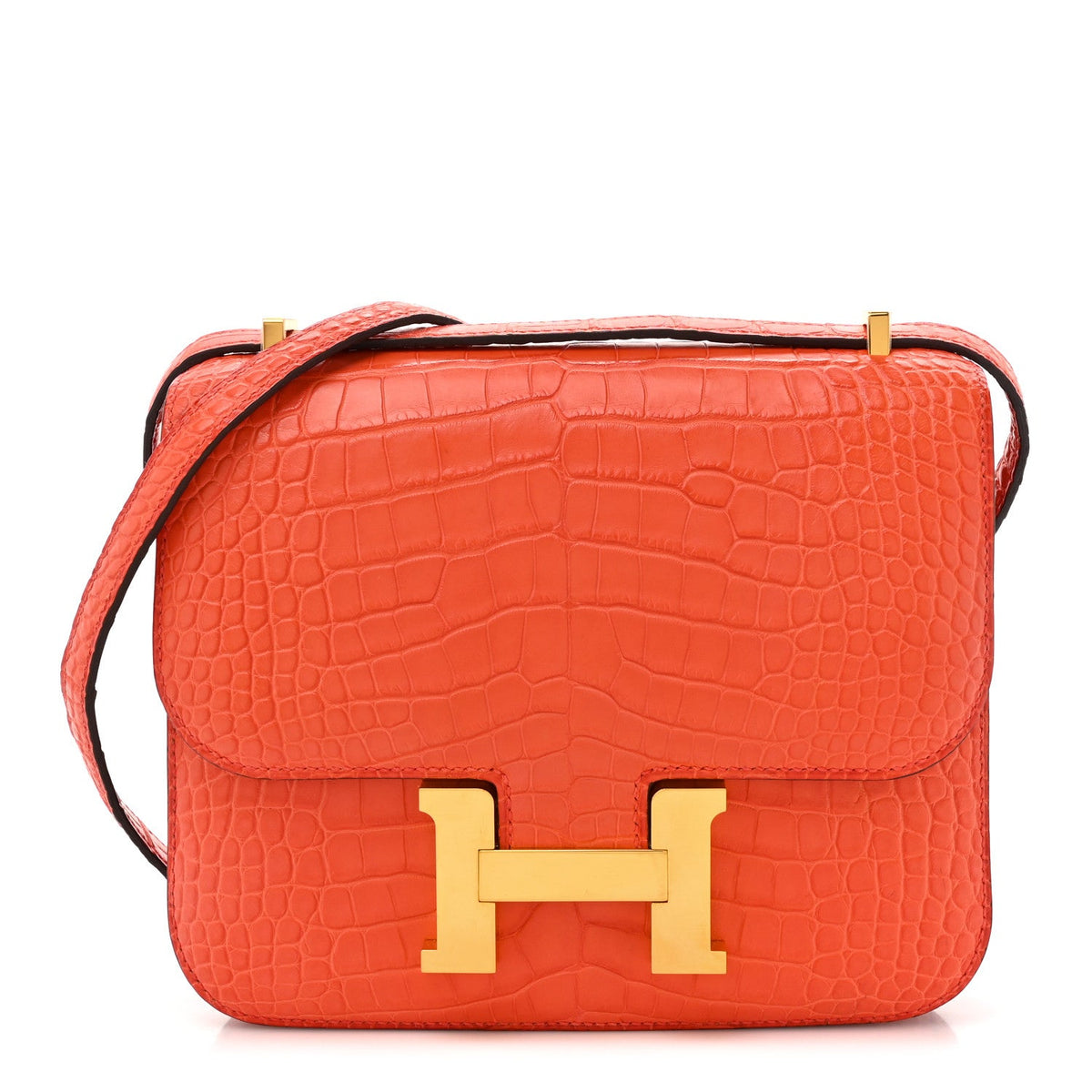Matte Alligator Constance 18 Rouge Indien