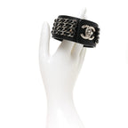 Lambskin CC Chain Turnlock Bracelet L Black