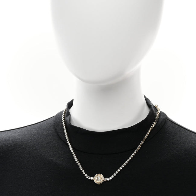 Crystal CC Chain Short Necklace Gold Main Image