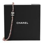 Metal Glass Strass Beaded CC Bow Necklace Silver Pink