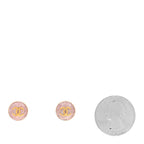 Metal Enamel CC Round Earrings Gold Pink