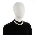 Metal Giant Pearl Choker Necklace Gold White