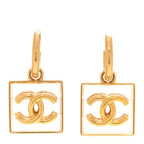 Metal Resin CC Square Drop Earrings Gold Transparent