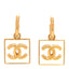 Metal Resin CC Square Drop Earrings Gold Transparent