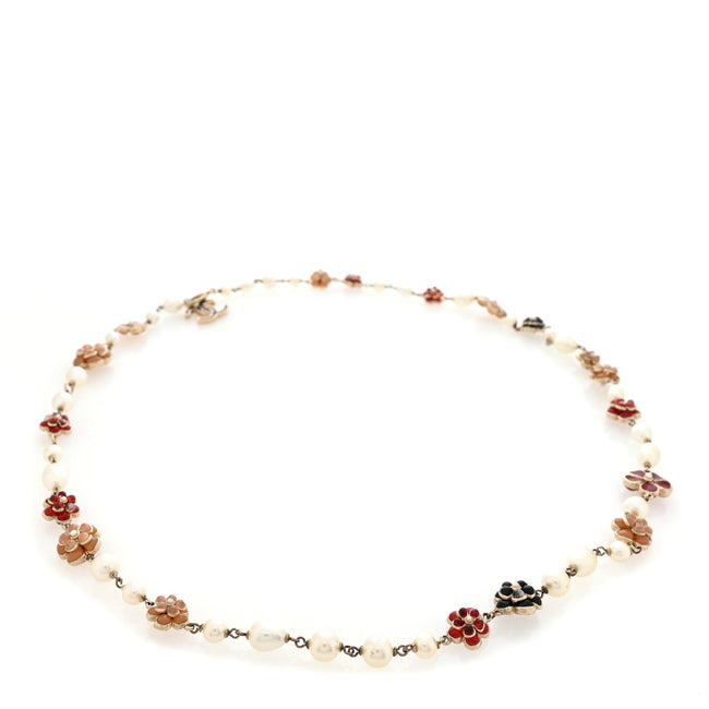 Pearl Gripoix Enamel Camellia Belt Gold Multicolor Hover Image