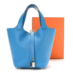 Taurillon Clemence Picotin Lock 18 PM Bleu Frida