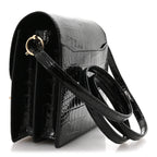 Shiny Alligator Mini Sac Roulis Black