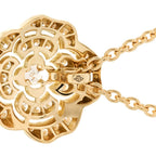 18K Yellow Gold Diamond Bouton de Camelia Pendant Necklace