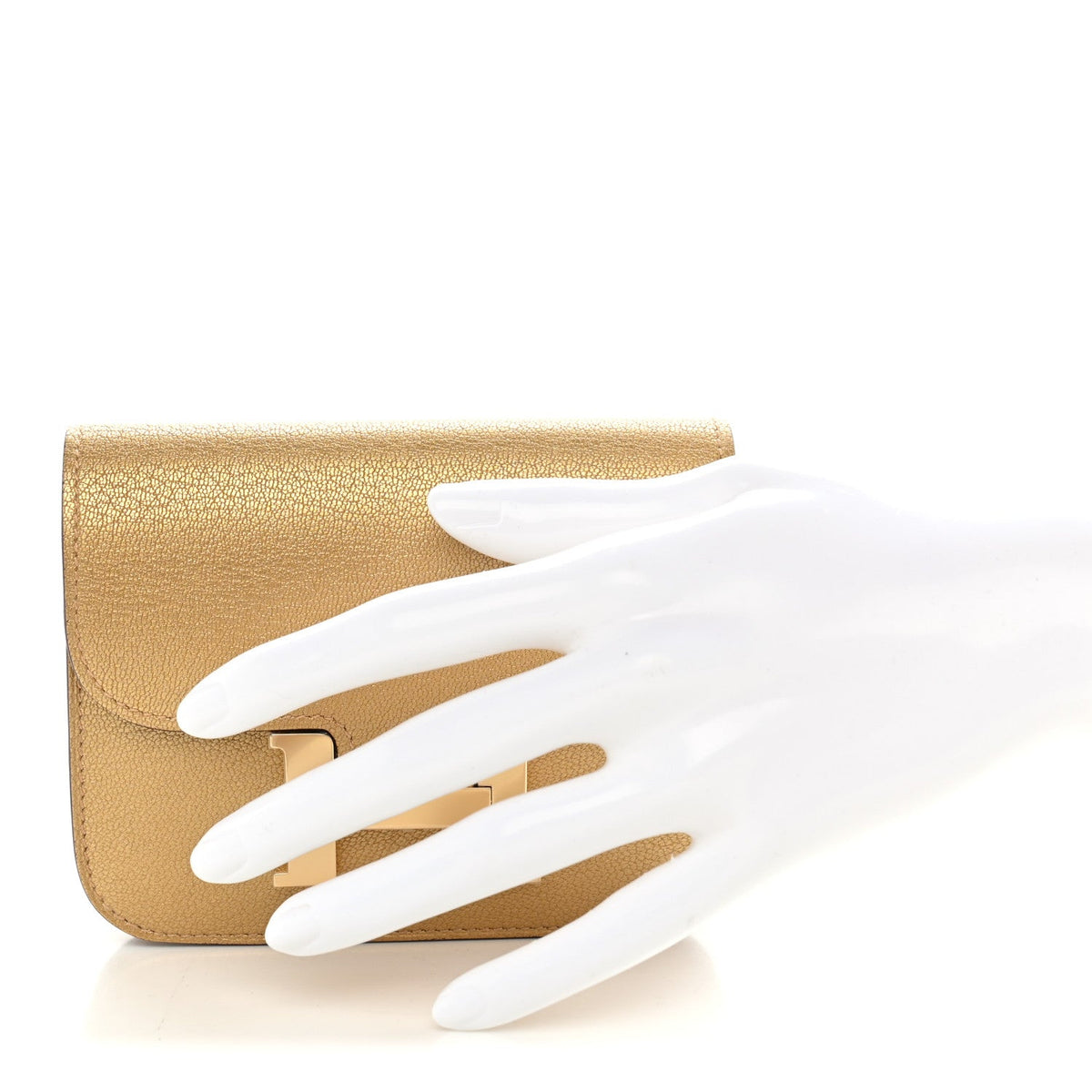 Metallic Chevre Chamkilight Constance Slim Wallet Dore