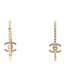 Crystal Pearl CC Drop Hoop Earrings Gold Pearly White