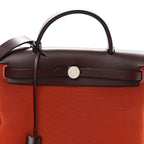 Military Toile Vache Hunter Tri-Color Herbag Zip Retourne 31 PM Rouge H Cuirve Orange Mecano