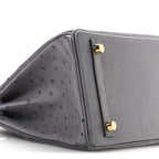 Ostrich Birkin 25 Gris Agate