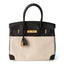 Toile H Swift Birkin 30  Ecru Bai Brun