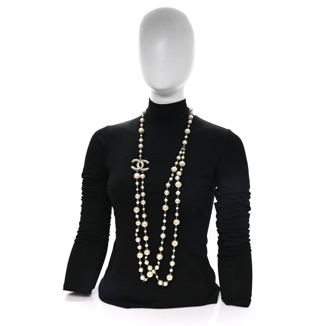 Pearl CC Long Necklace Gold Main Image