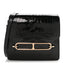 Shiny Alligator Mini Sac Roulis Black
