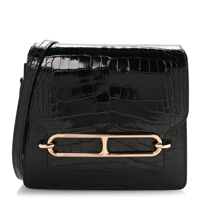 Shiny Alligator Mini Sac Roulis Black Hover Image