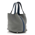 Taurillon Clemence Picotin Lock 18 PM Gris Mouette Bleu Agate