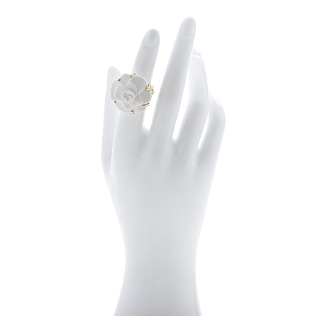 18K Yellow Gold Agate Camellia Ring 50 5.25 Main Image
