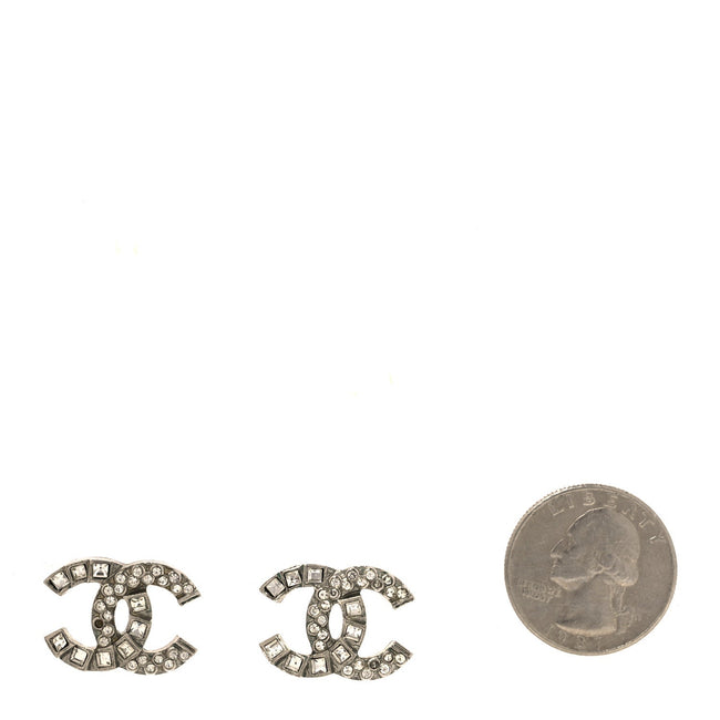 Baguette Crystal CC Earrings Silver Main Image