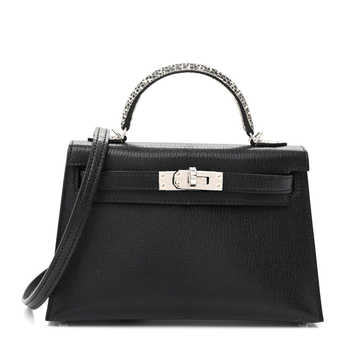 Chevre Chamkila Lizard Mini Kelly Sellier Touch 20 Black Ombre