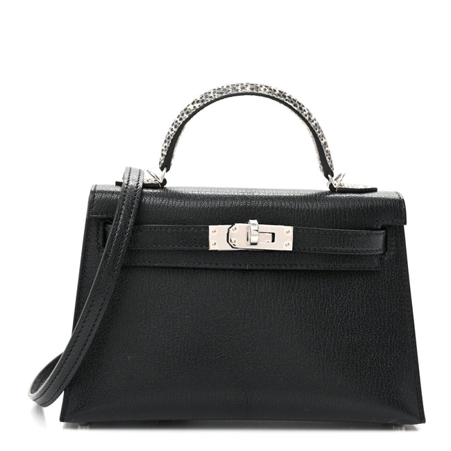 Chevre Chamkila Lizard Mini Kelly Sellier Touch 20 Black Ombre Hover Image