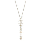 Pearl Crystal CC No 5 Heart Star Pendant Necklace Gold