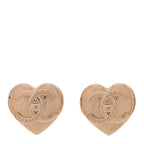Metal CC Heart Turnlock Earrings Gold