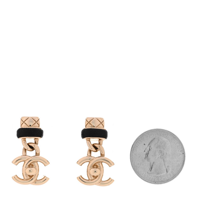 Lambskin CC Turnlock Drop Earrings Gold Black Main Image