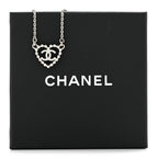 Crystal CC Heart Necklace Silver