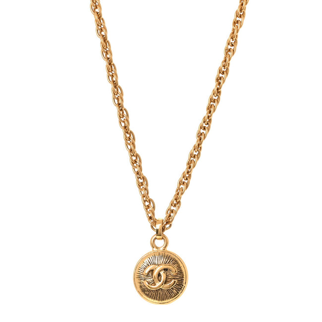 Metal CC Chain Pendant Necklace Gold Hover Image