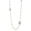 Graduated Pearl Crystal CC Long Necklace Silver