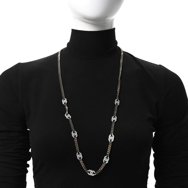 Crystal Chain CC Link Necklace Gold Silver Main Image