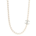 Pearl Resin CC Choker Necklace Pearly White Silver