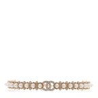 Strass Crystal Studded Pearl CC Choker Necklace Gold Pearly White