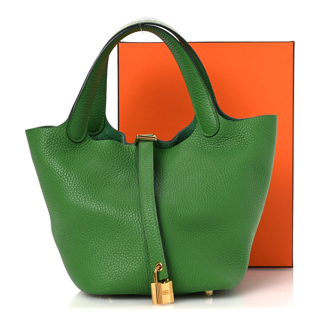 Taurillon Clemence Picotin Lock 18 PM Vert Yucca