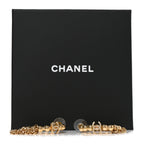 Metal Crystal Bead Chain CC Hoop Earrings Gold