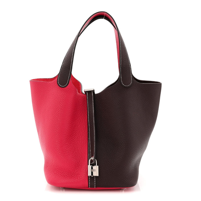 Taurillon Clemence Casaque Picotin Lock 18 PM Rouge Sellier Framboise Hover Image