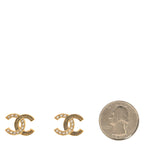 Metal Crystal CC Earrings Gold