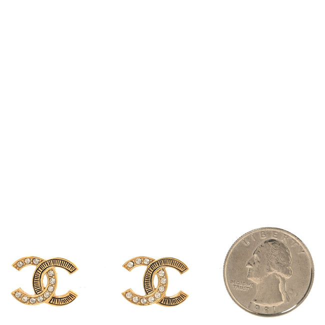 Metal Crystal CC Earrings Gold Main Image