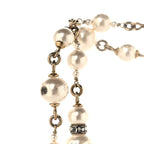 Pearl Crystal CC Coco Necklace Gold